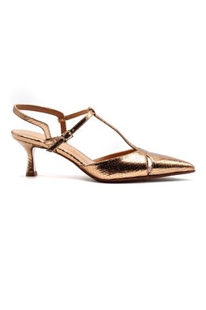Golden laminated Edvige slingback pumps SERGIO LEVANTESI | EDVIGE6ORO